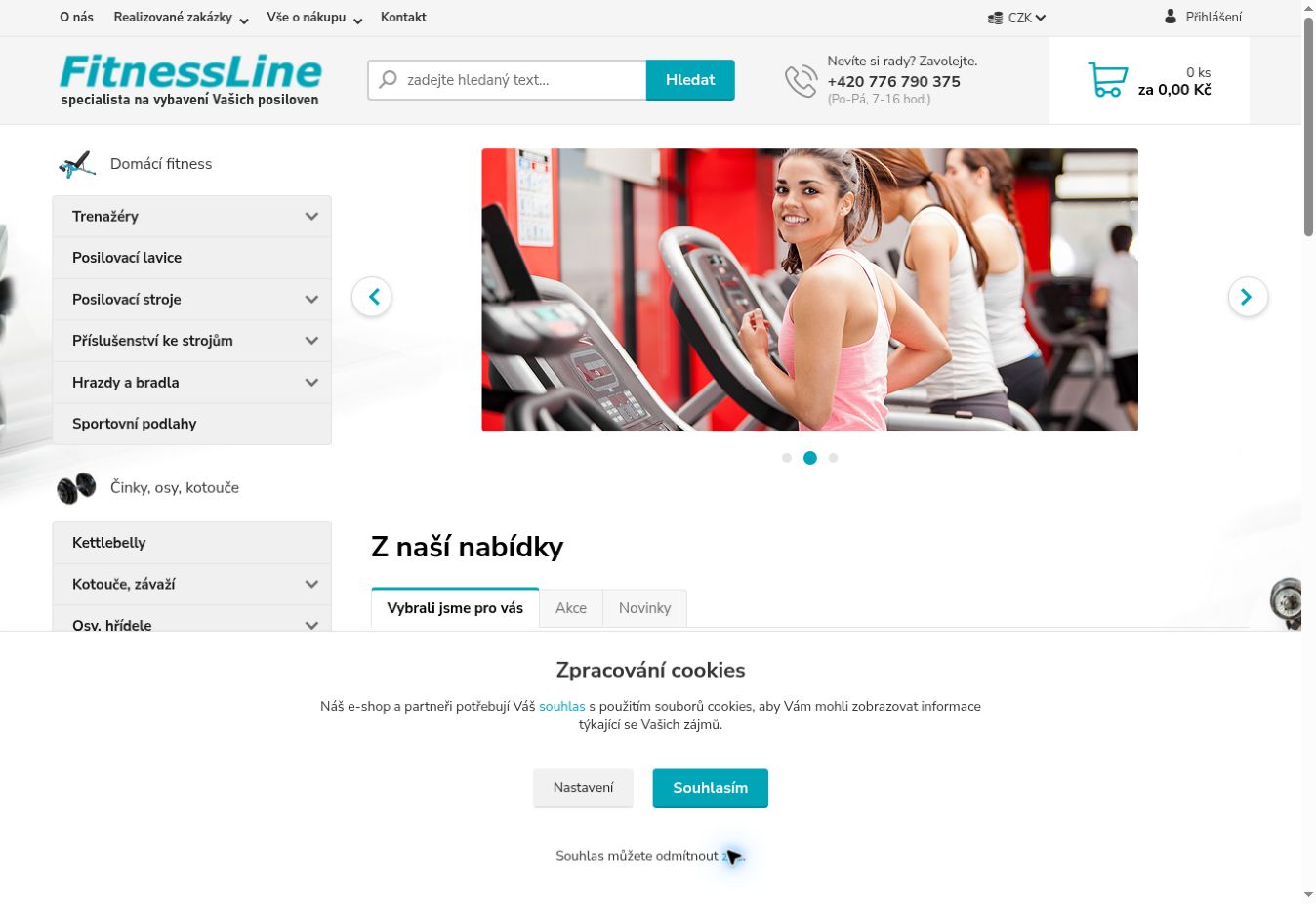 Náhled veřejné stránky FitnessLine
